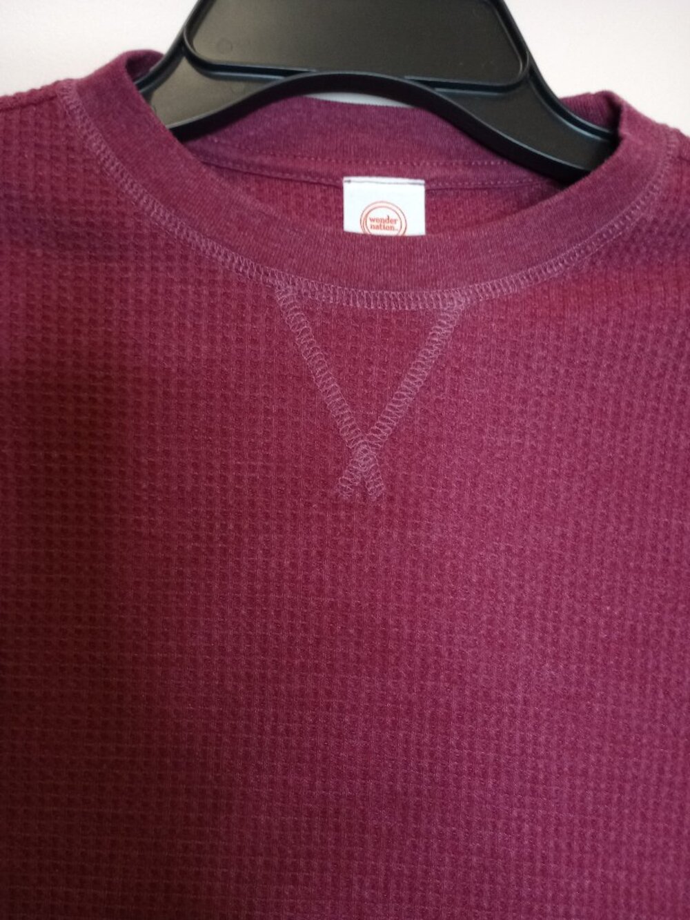 Wonder Nation Kids Burgundy Waffle Knit Thermal Long Sleeve Shirt – Size M ,8 –